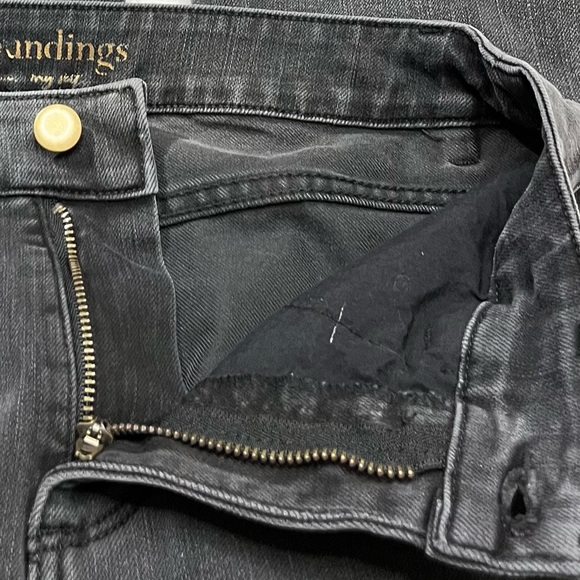 Soft Surroundings Skinny Jeans Dark Gray Frayed Tulip Hem Mid Rise Size 4 - Picture 4 of 10